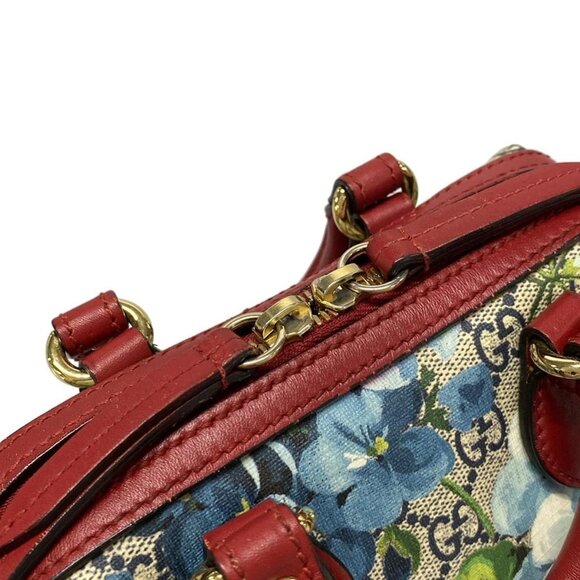 Auth GUCCI GG Blooms 432123 Navy Red Multi PVC Leather Handbag - Picture 11 of 15